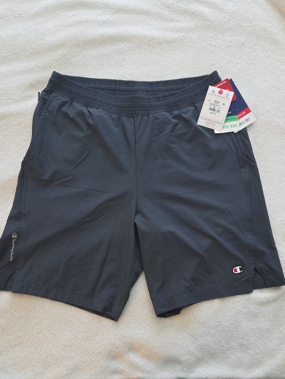 Champion Men's Black Athletic Shorts with Logo